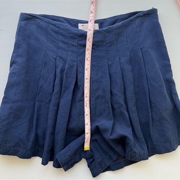 Sancia Culotte Shorts Linen Blend Pleated High Waist Navy Blue Tennis Size M - Picture 11 of 12